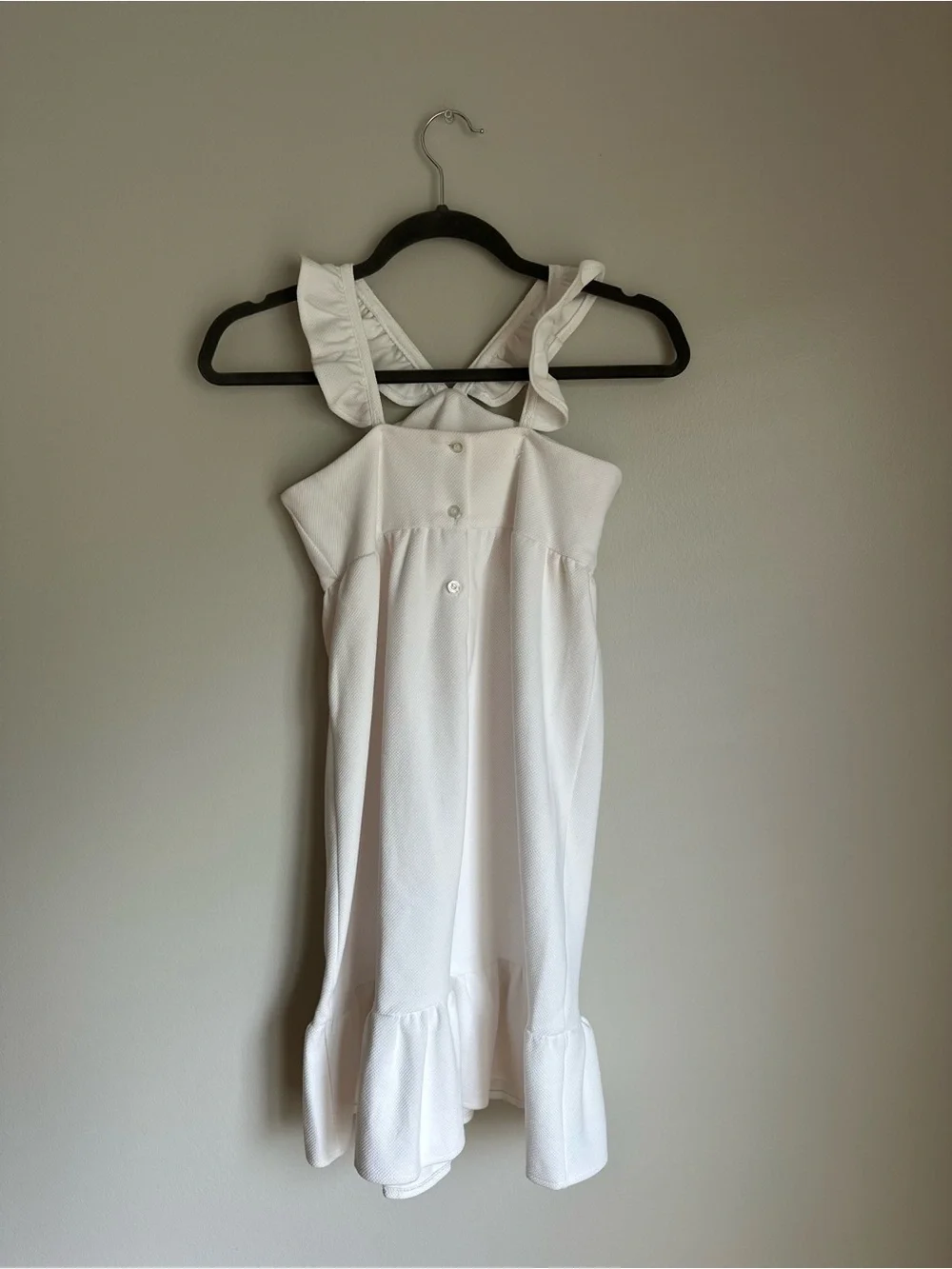 Bisby Girls Soho Dress Sleeveless Ruffle Straps Adjustable Buttons Size 12 White